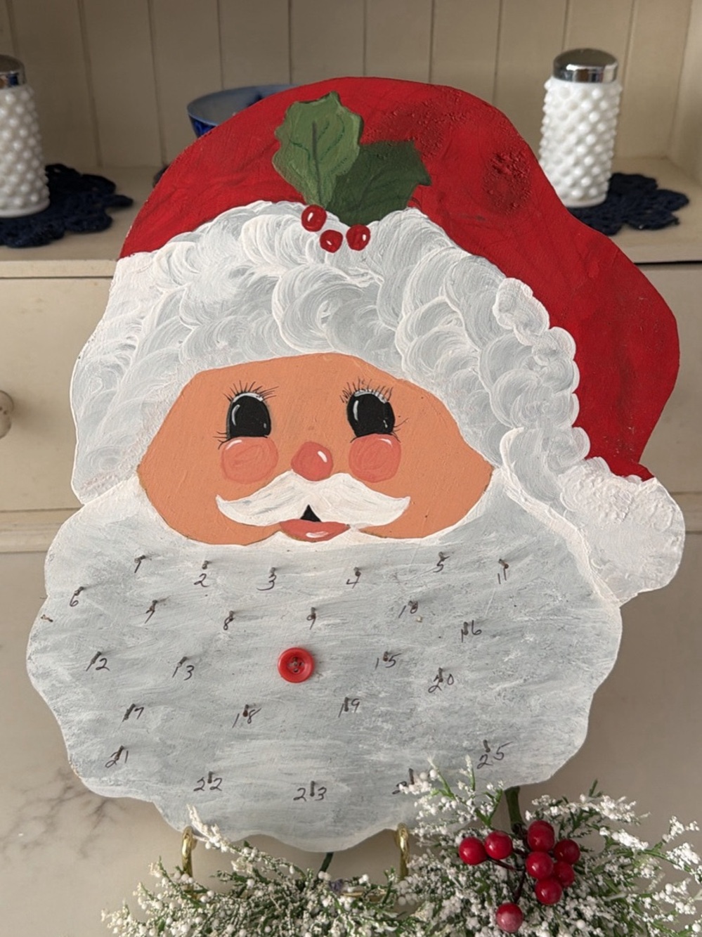 Hand-Painted Red Santa Advent Calander